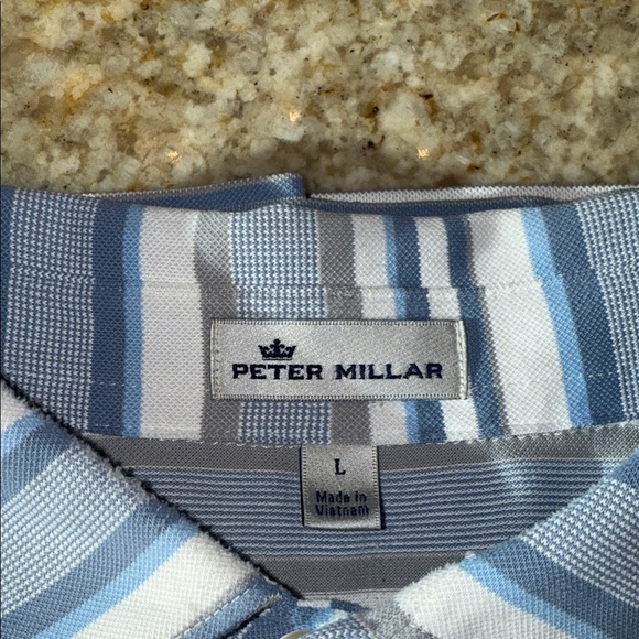 Peter Millar Blue and White Striped Polo - Picture 3 of 8